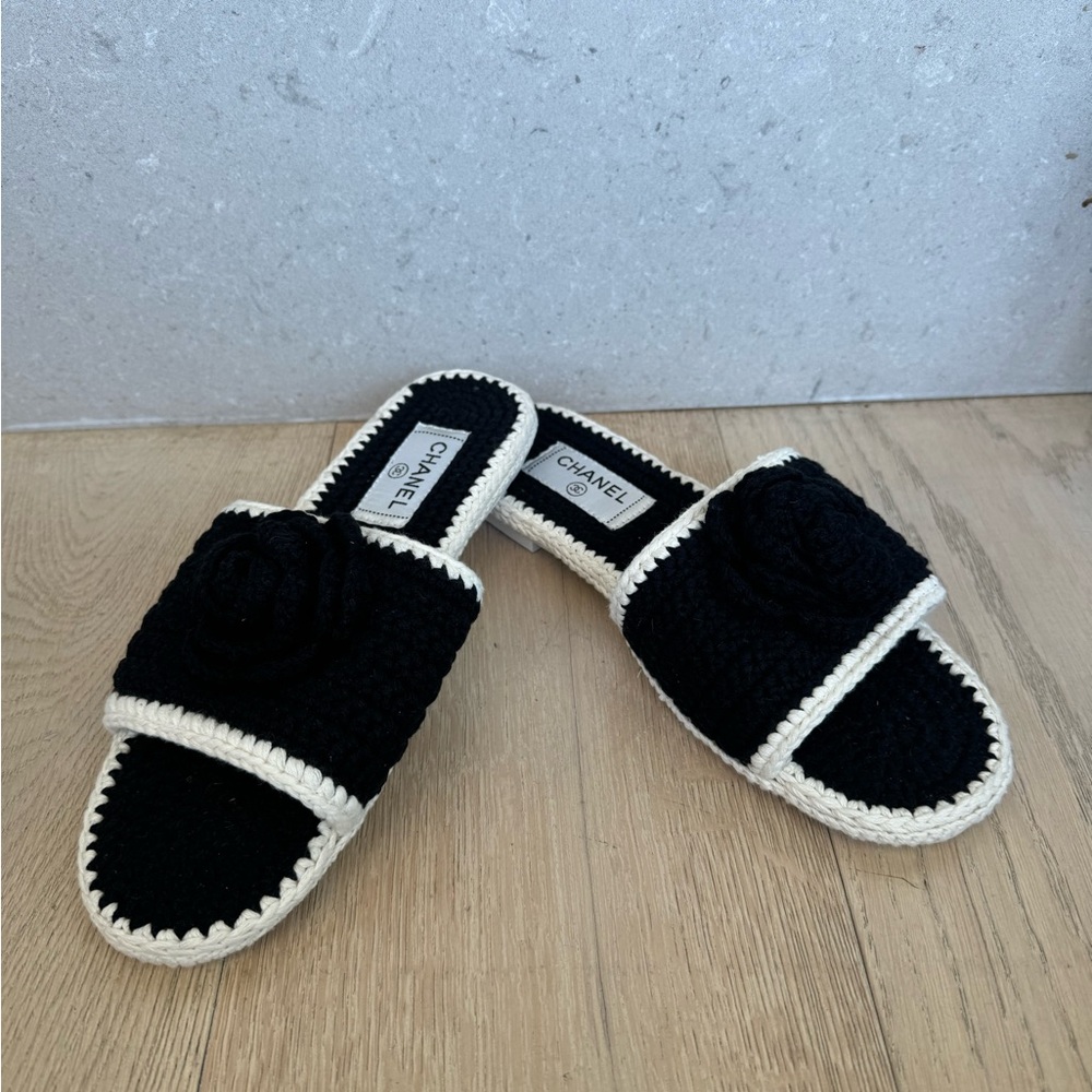 Chanel sandals woven flats
